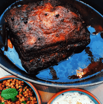 Slow Roasted Lamb Shoulder with Spiced Yoghurt and Giant Cous Cous
