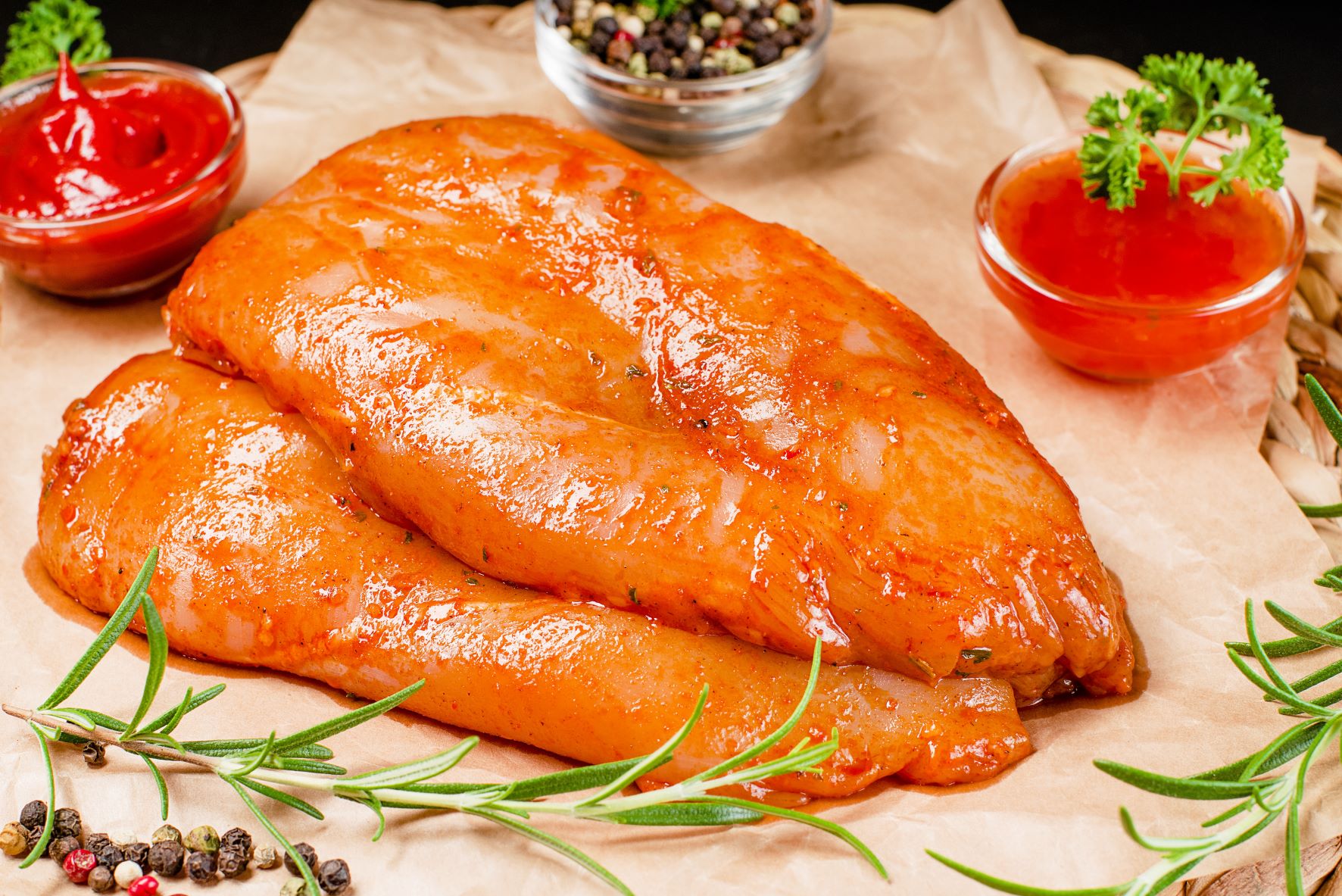 Marinated Chicken Fillet (pack of 2 weighing approx 500 grams)(may contain traces of celery, milk, mustard, sulphur dioxide and soya)