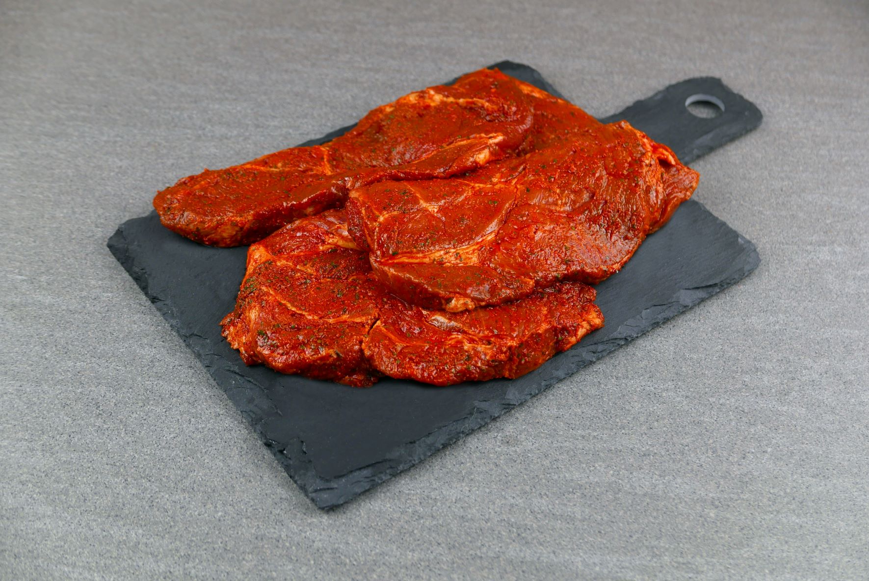 Marinated Pork Steaks (pack of 2 weighing approx 400 grams)(may contain traces of celery, milk, mustard, sulphur dioxide and soya)