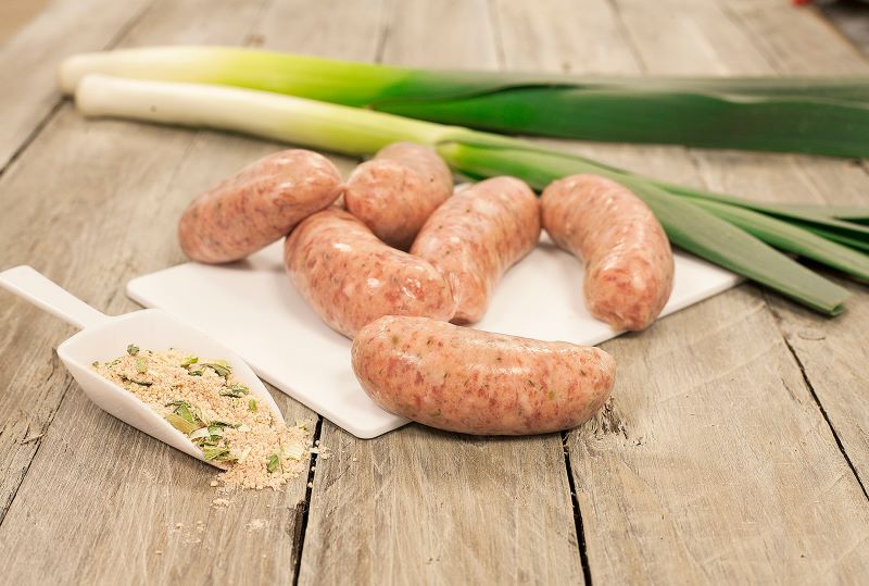 Thin Link British Pork & Leek Sausages (contains gluten and sulphites)